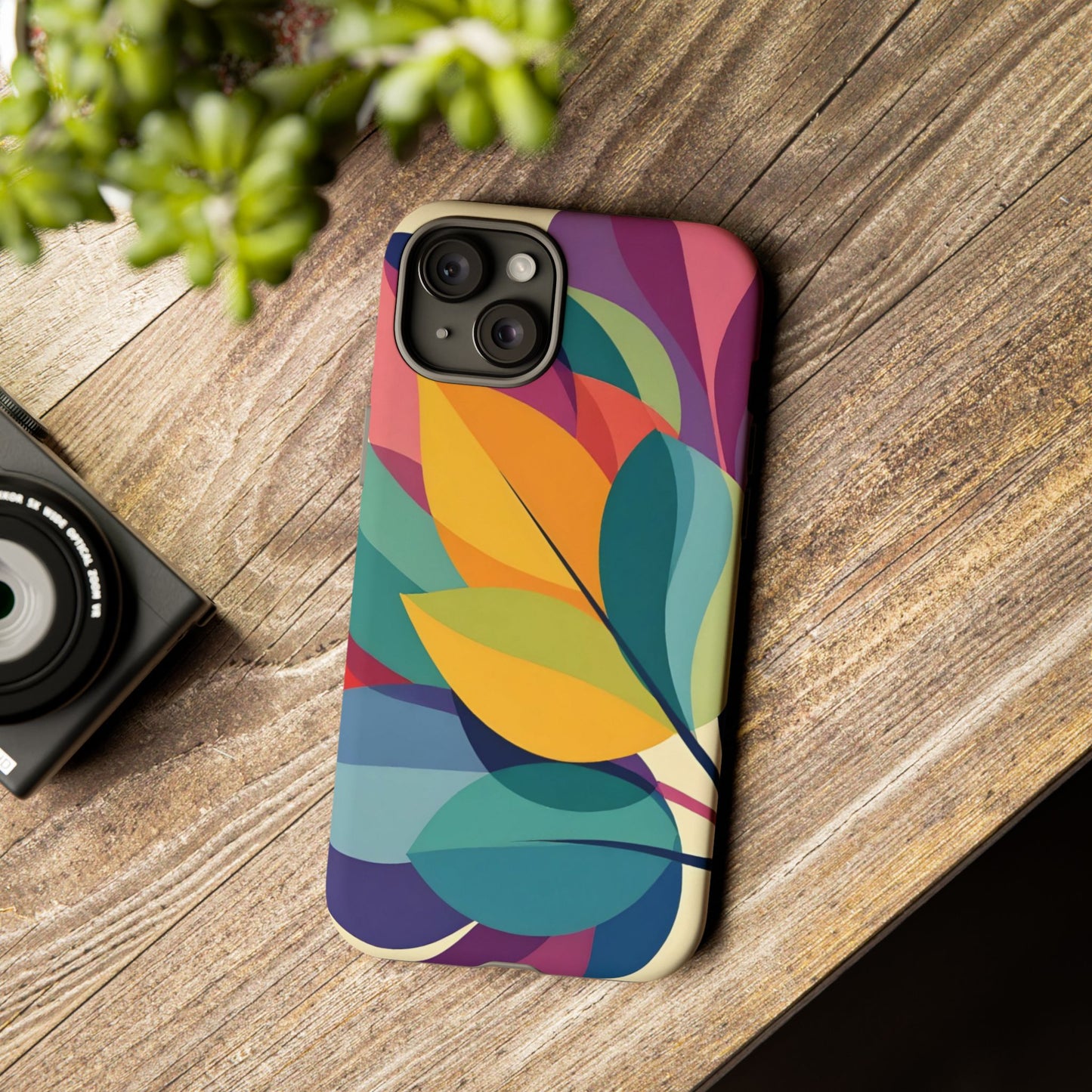 Colorful Leaf Phone Case, Tough TPU Cover, Eco-Friendly Design, Perfect Gift for Nature Lovers, Vibrant Floral Style