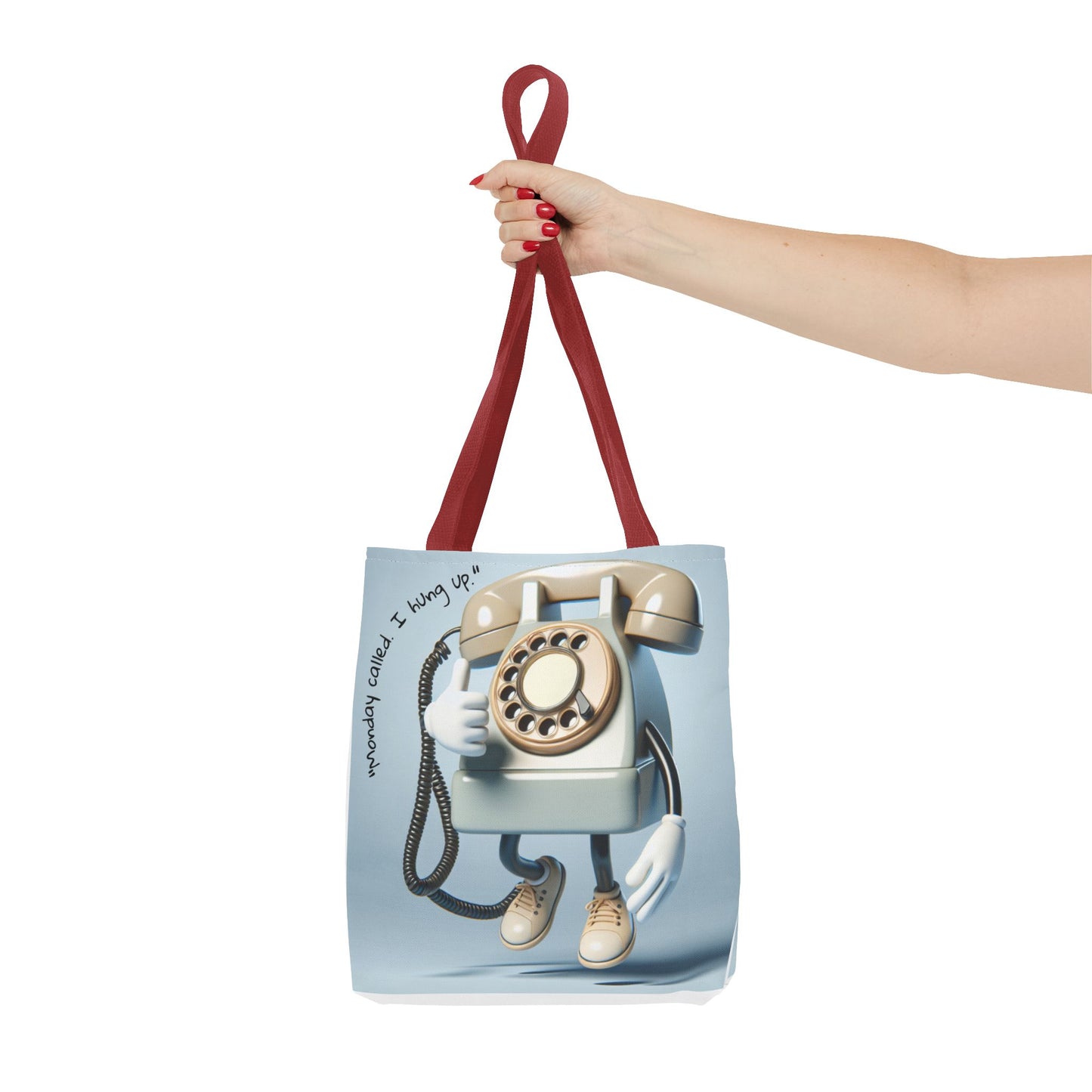 Vintage Phone Monday Tote Bag – Whimsical Design, Perfect for Casual Days