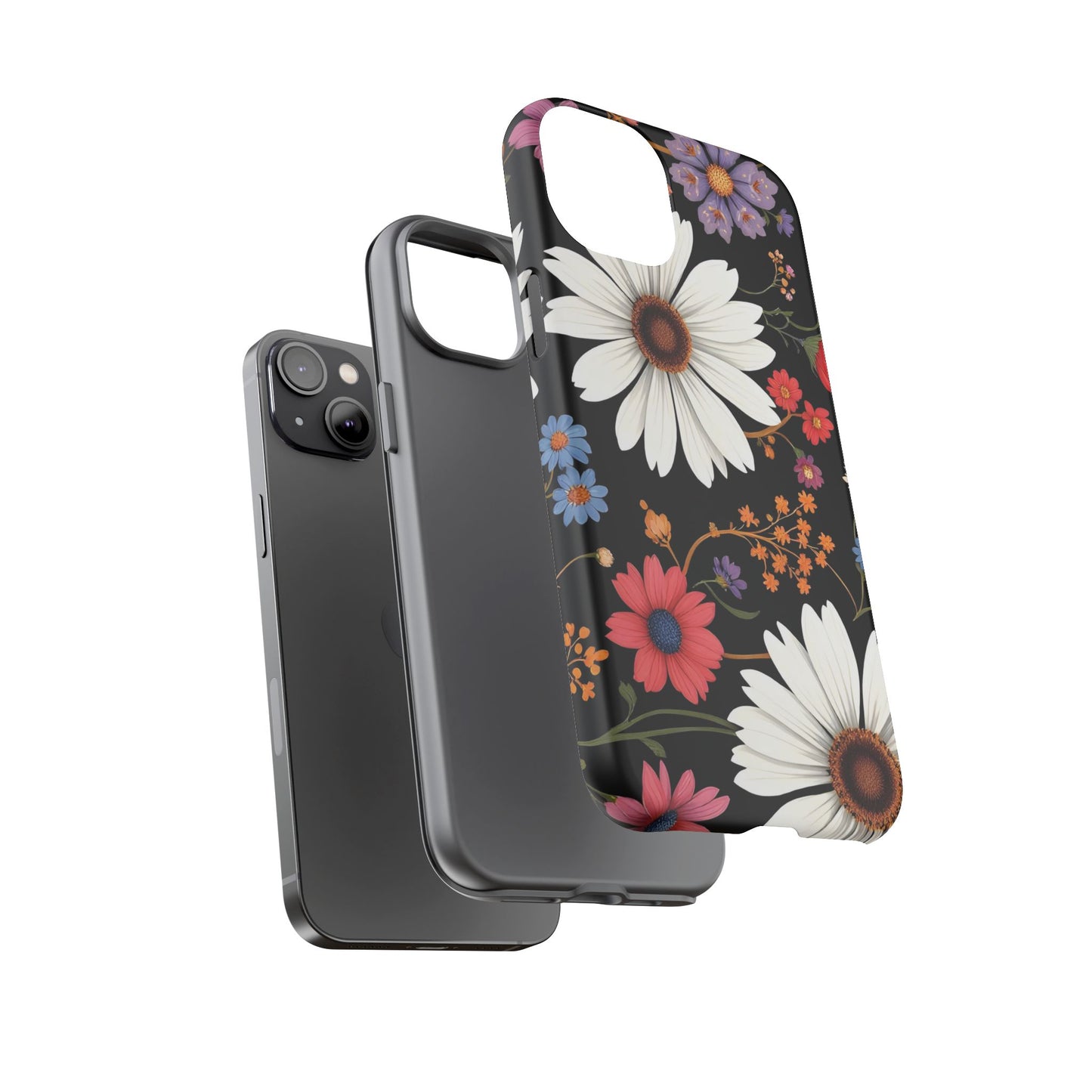 Floral Tough Phone Case - Elegant Daisy Design for Nature Lovers