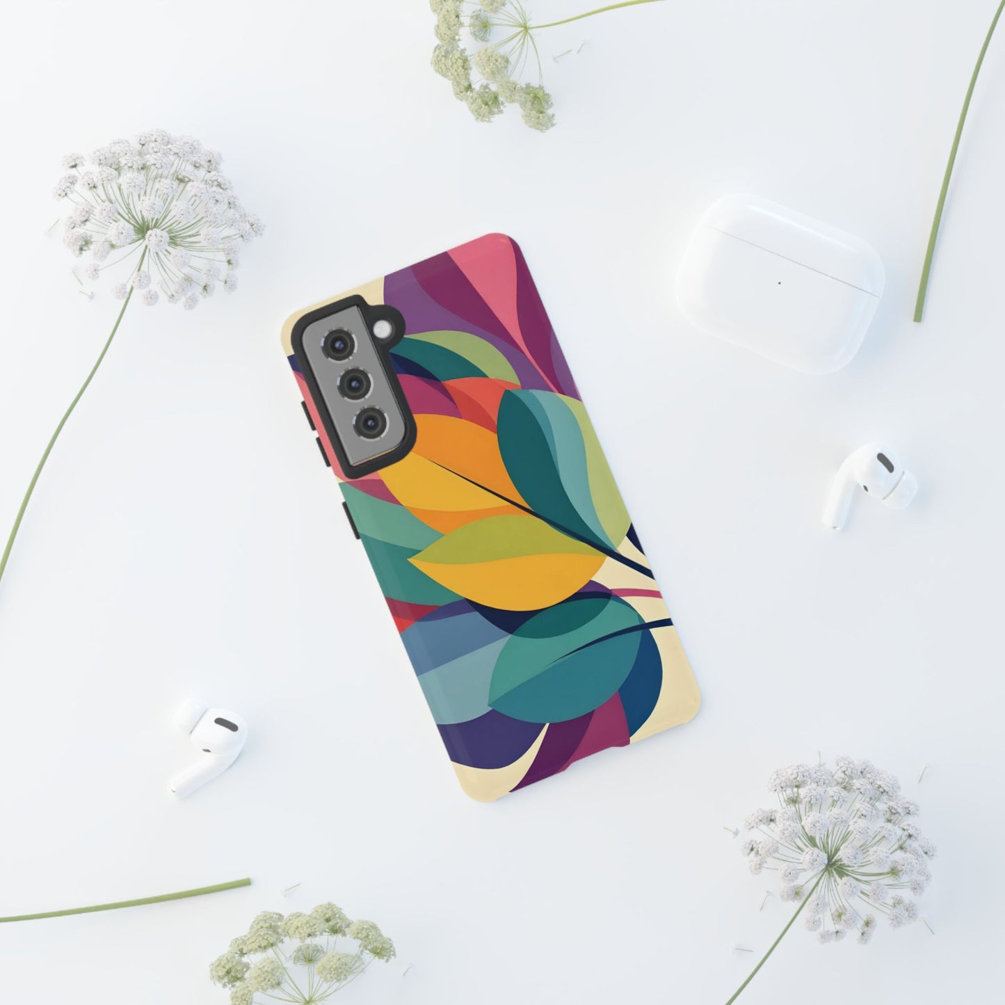 Colorful Leaf Phone Case, Tough TPU Cover, Eco-Friendly Design, Perfect Gift for Nature Lovers, Vibrant Floral Style