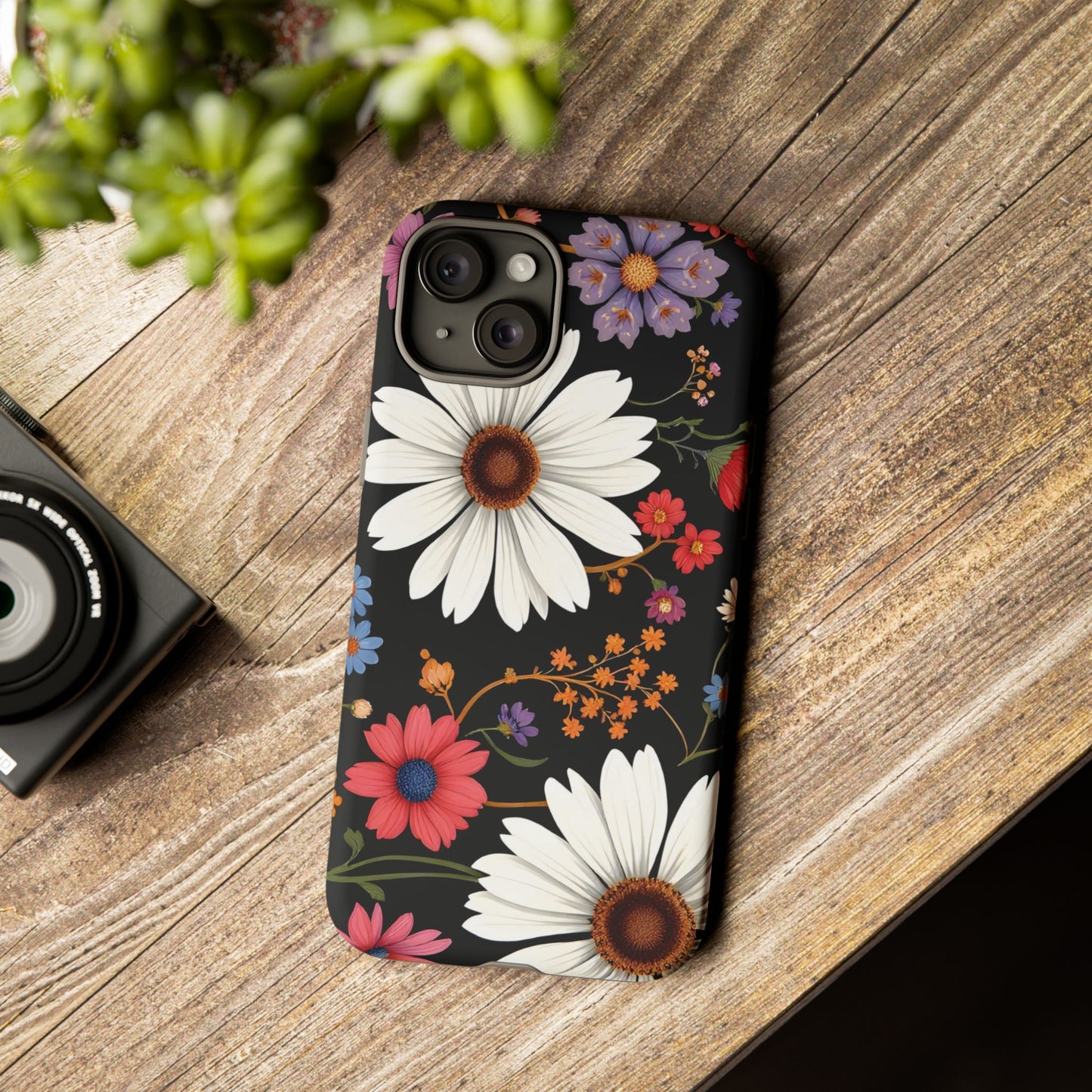 Floral Tough Phone Case - Elegant Daisy Design for Nature Lovers
