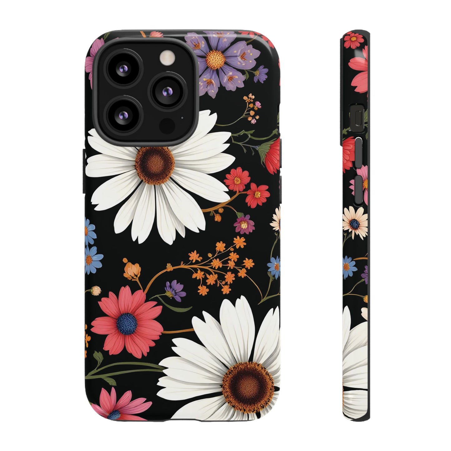 Floral Tough Phone Case - Elegant Daisy Design for Nature Lovers