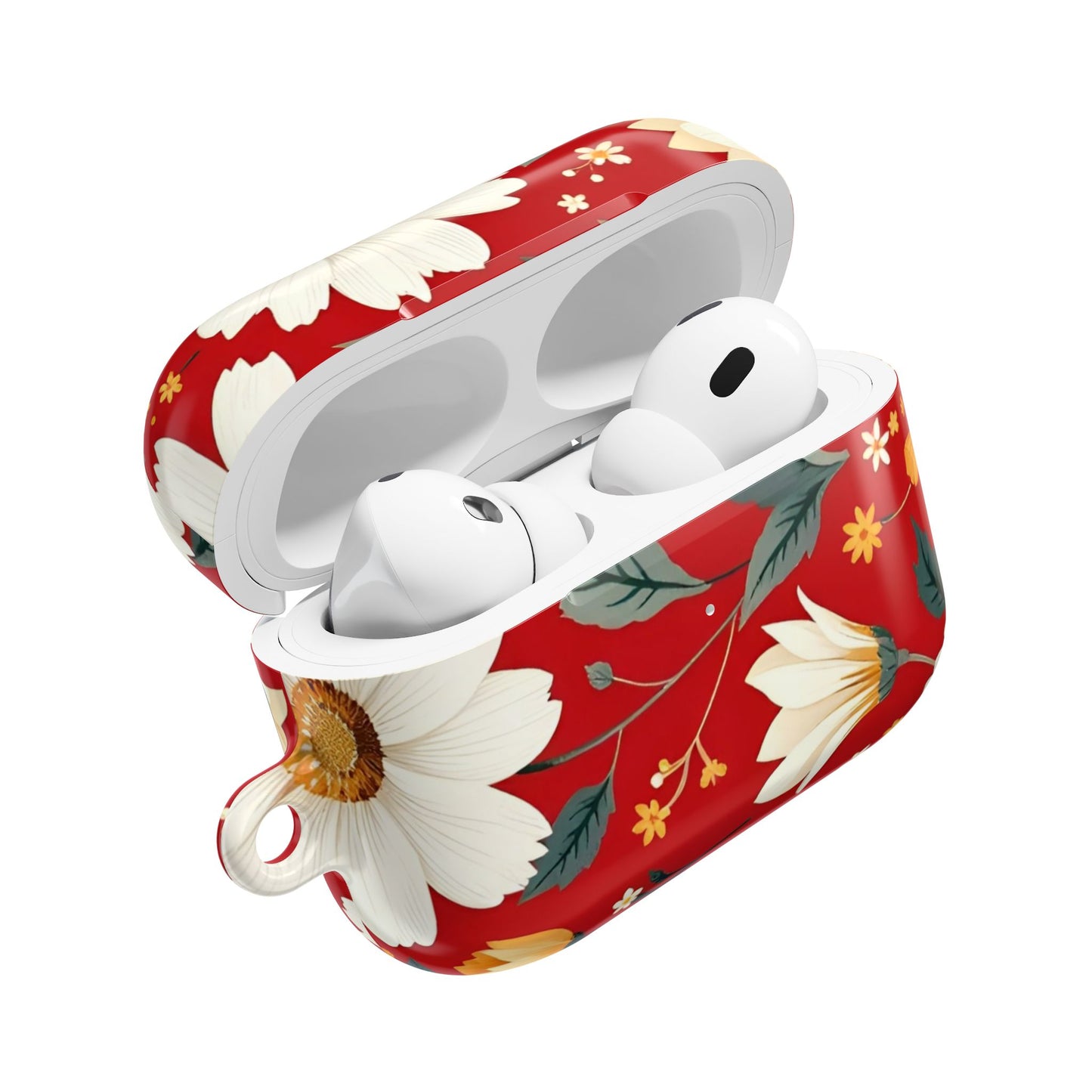 Floral AirPod Case - Vibrant Red Flower Design for Stylish Protection
