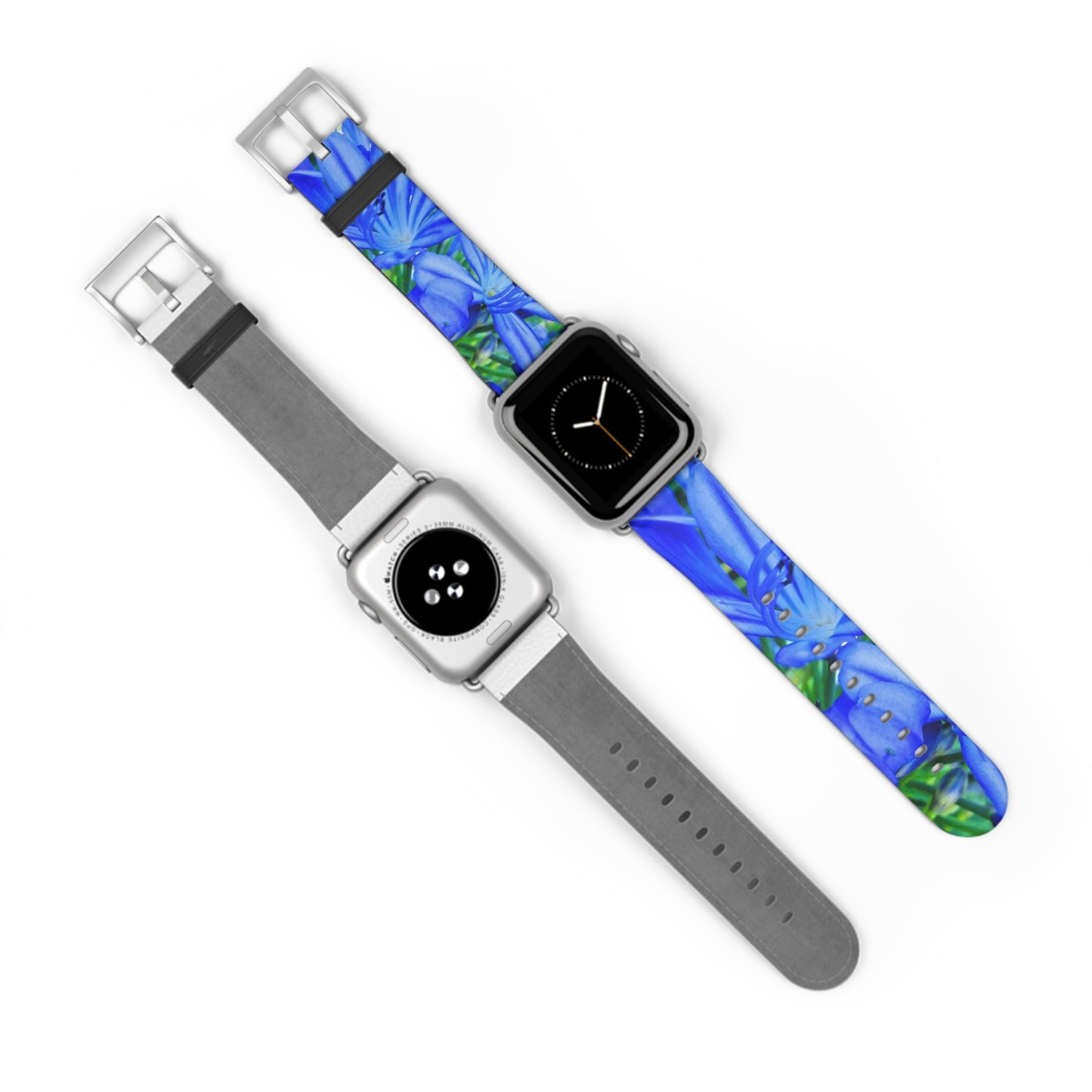 Vibrant Floral Watch Band - Blue Botanical Design for a Stylish Touch