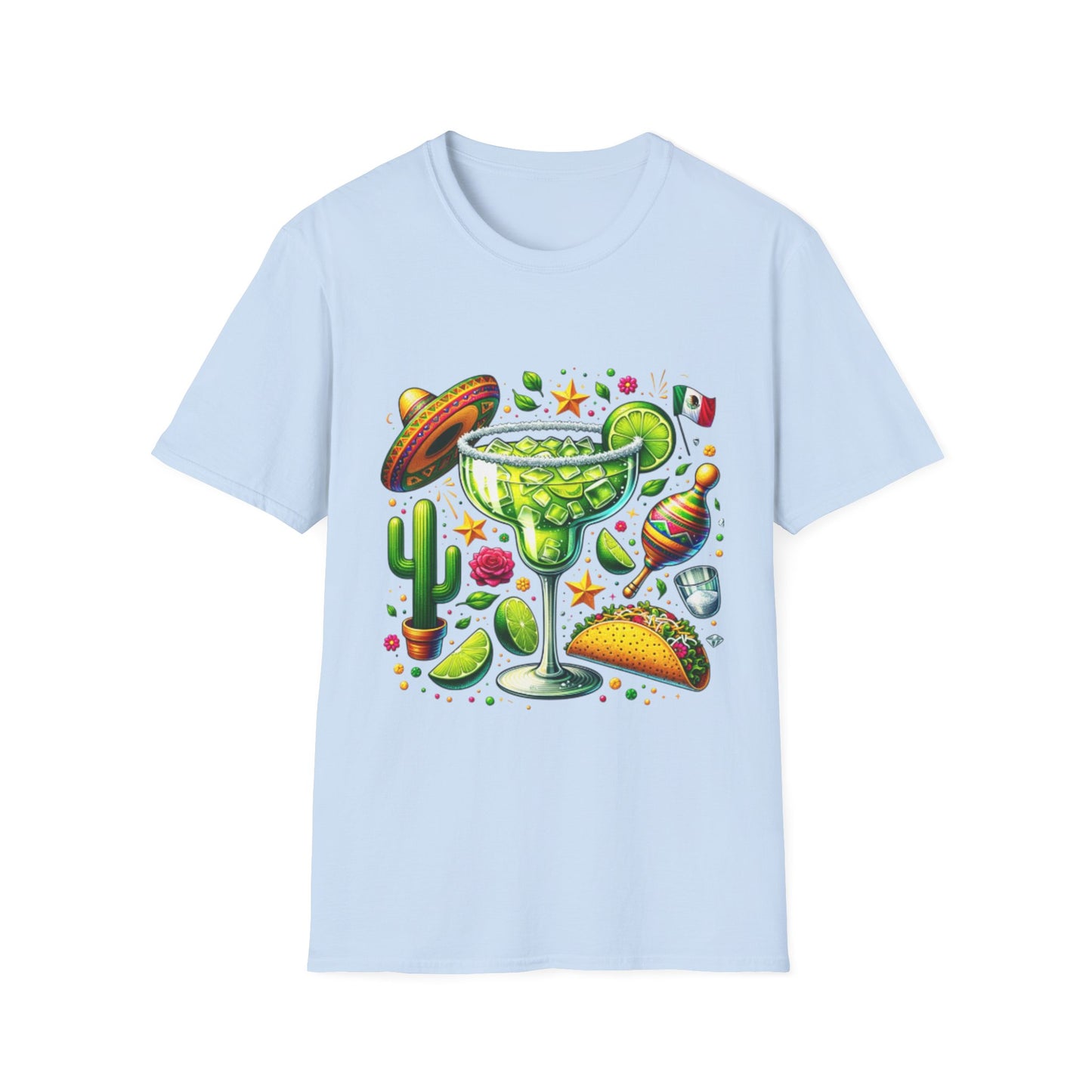Fiesta Vibes Unisex Softstyle T-Shirt - Colorful Margarita Design
