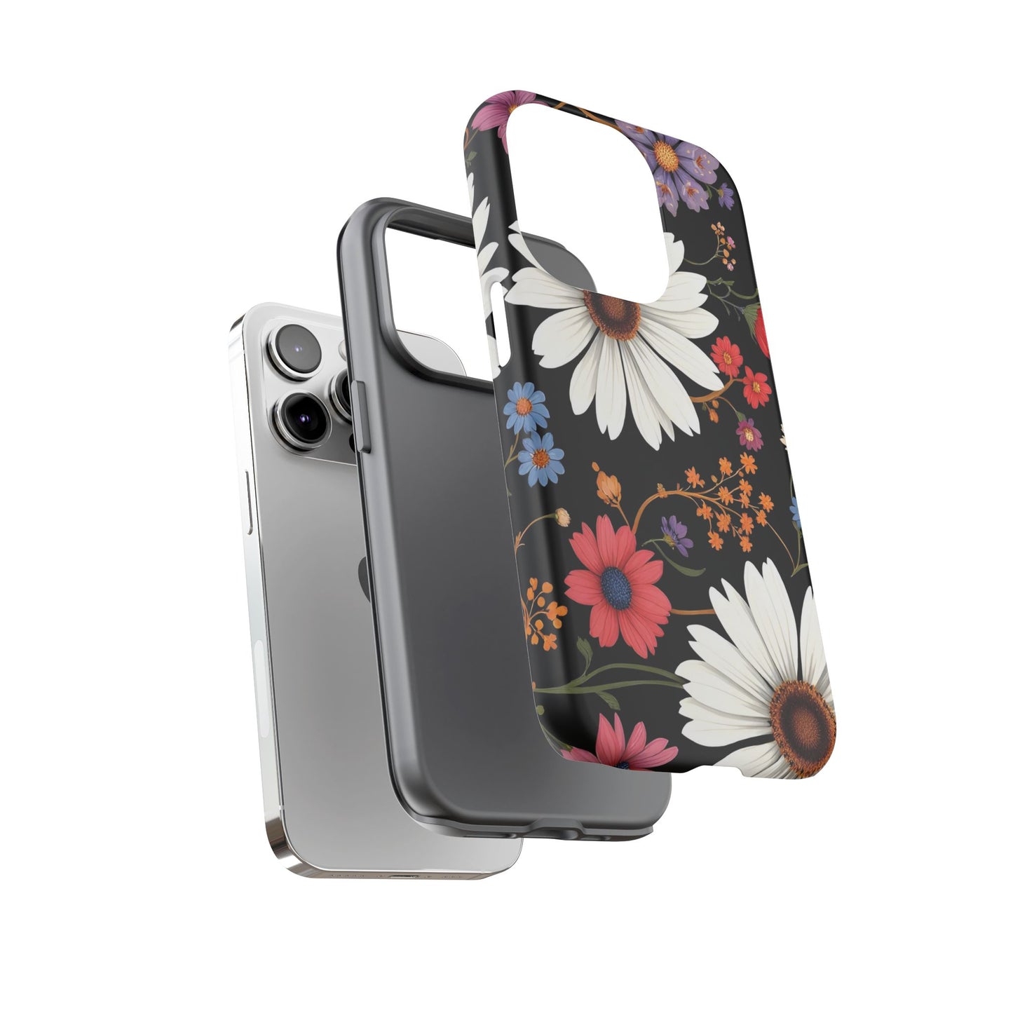 Floral Tough Phone Case - Elegant Daisy Design for Nature Lovers