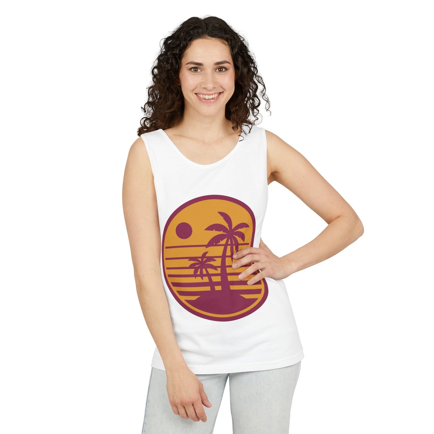 Retro Beach Vibes Tank Top - Unisex Garment-Dyed Sleeveless Tee