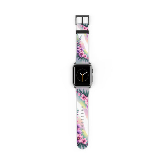 Floral Watch Band - Colorful Band for Fitness Lovers, Spring Gift, Adjustable Strap for Apple Watch, Nature-Inspired Design, Gift for Her
