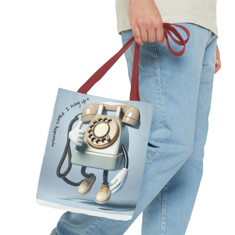 Vintage Phone Monday Tote Bag – Whimsical Design, Perfect for Casual Days