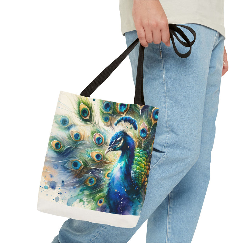 Elegant Peacock Tote Bag - Vibrant Art Carryall for Eco-Friendly Style