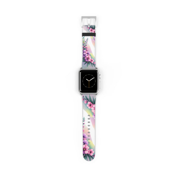 Floral Watch Band - Colorful Band for Fitness Lovers, Spring Gift, Adjustable Strap for Apple Watch, Nature-Inspired Design, Gift for Her