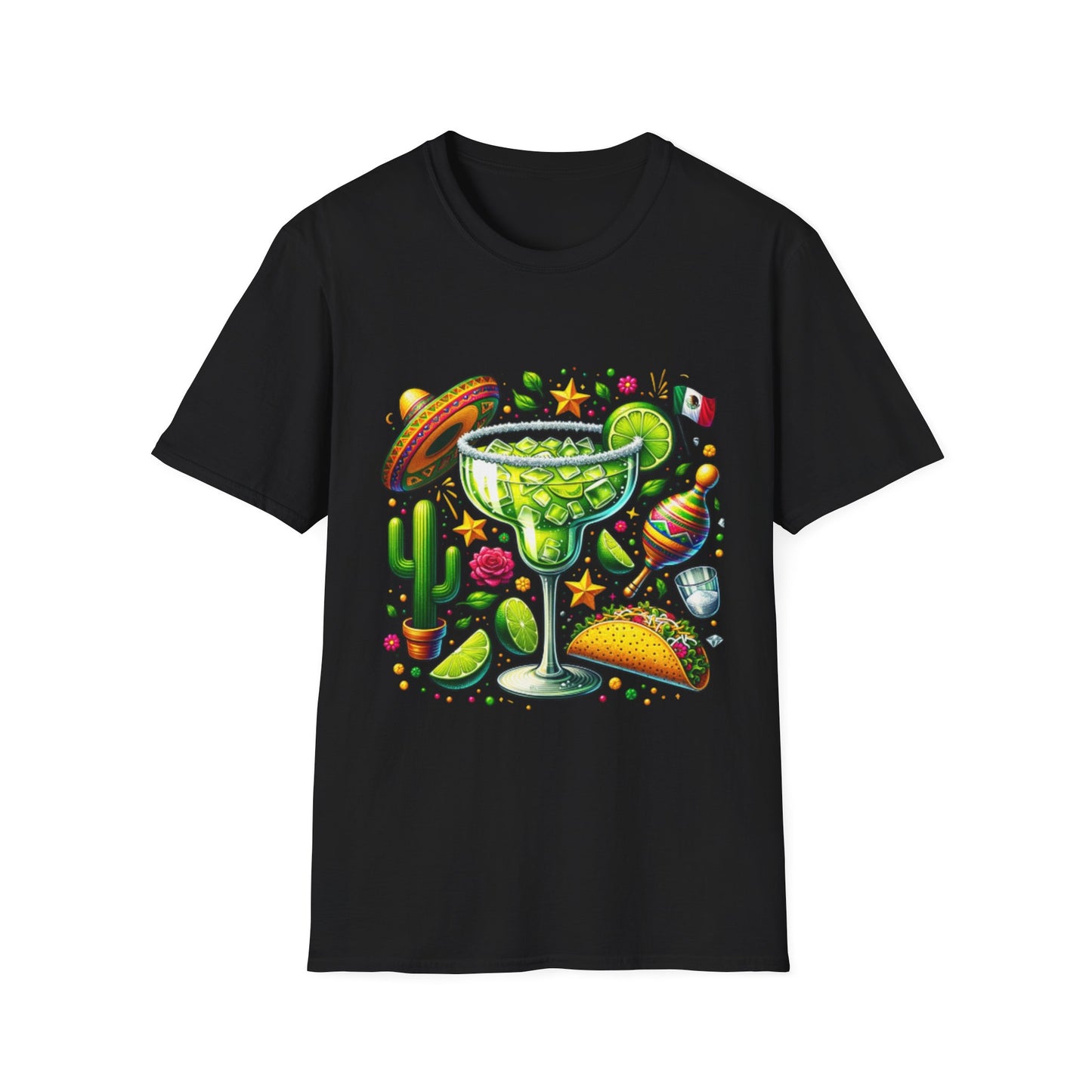 Fiesta Vibes Unisex Softstyle T-Shirt - Colorful Margarita Design