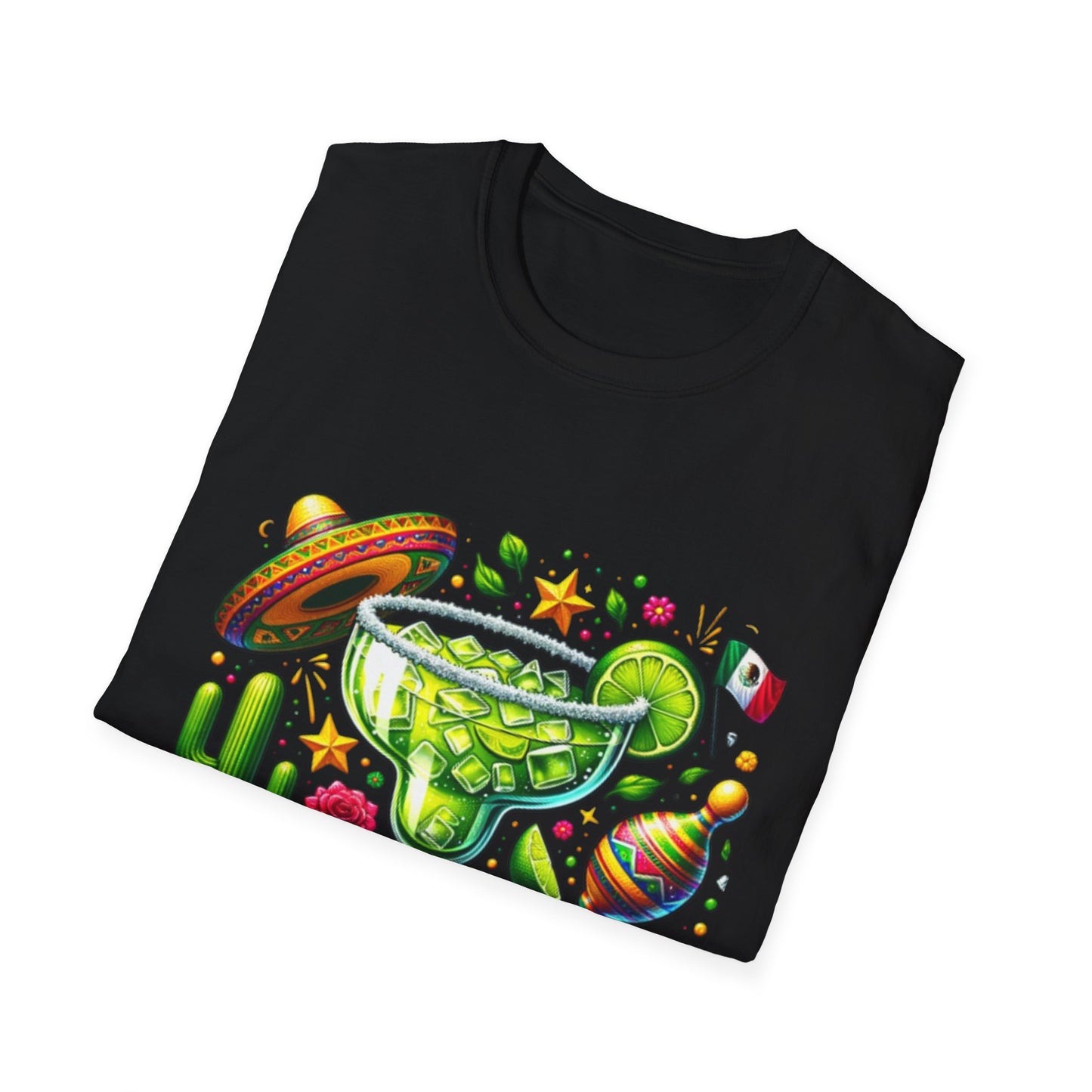 Fiesta Vibes Unisex Softstyle T-Shirt - Colorful Margarita Design