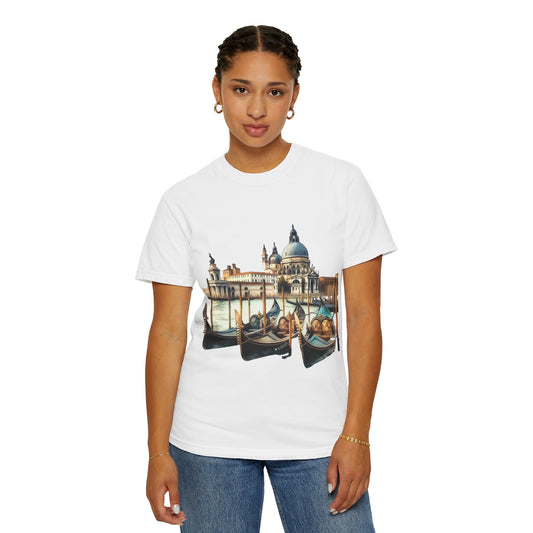 Venice Gondola Unisex Garment-Dyed T-Shirt - Artistic Travel Tee