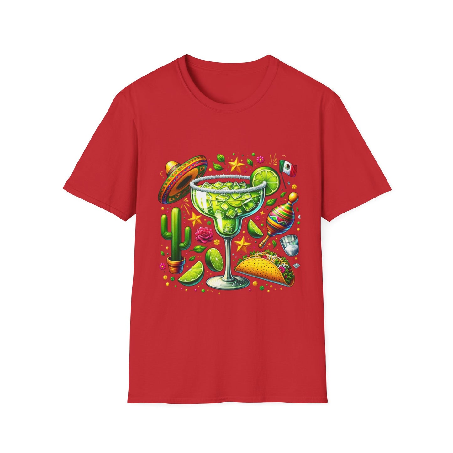 Fiesta Vibes Unisex Softstyle T-Shirt - Colorful Margarita Design