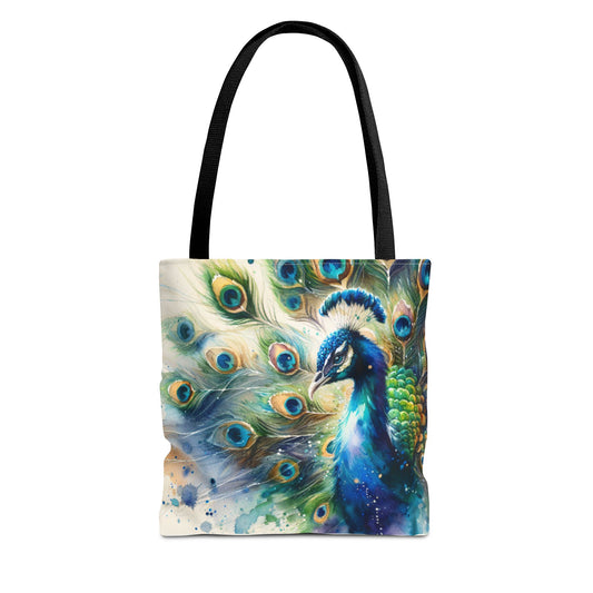 Elegant Peacock Tote Bag - Vibrant Art Carryall for Eco-Friendly Style