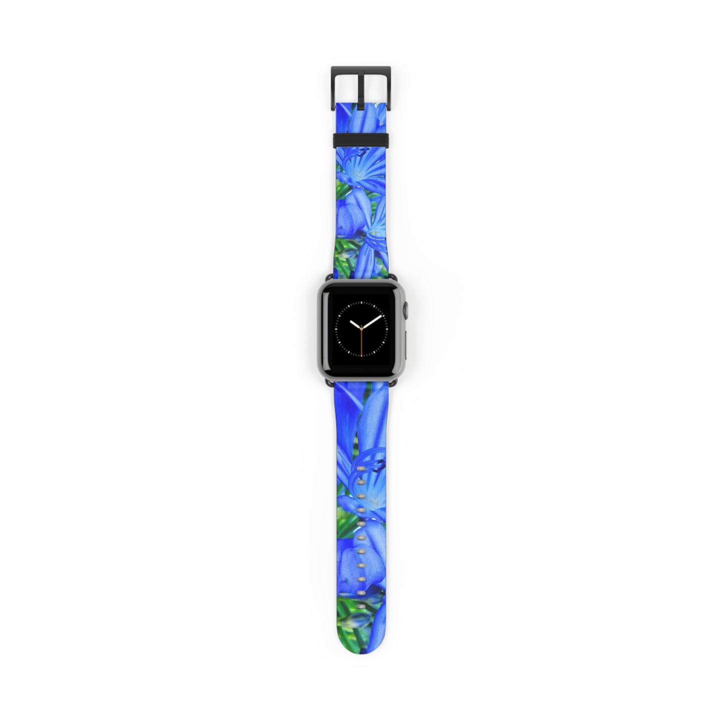 Vibrant Floral Watch Band - Blue Botanical Design for a Stylish Touch