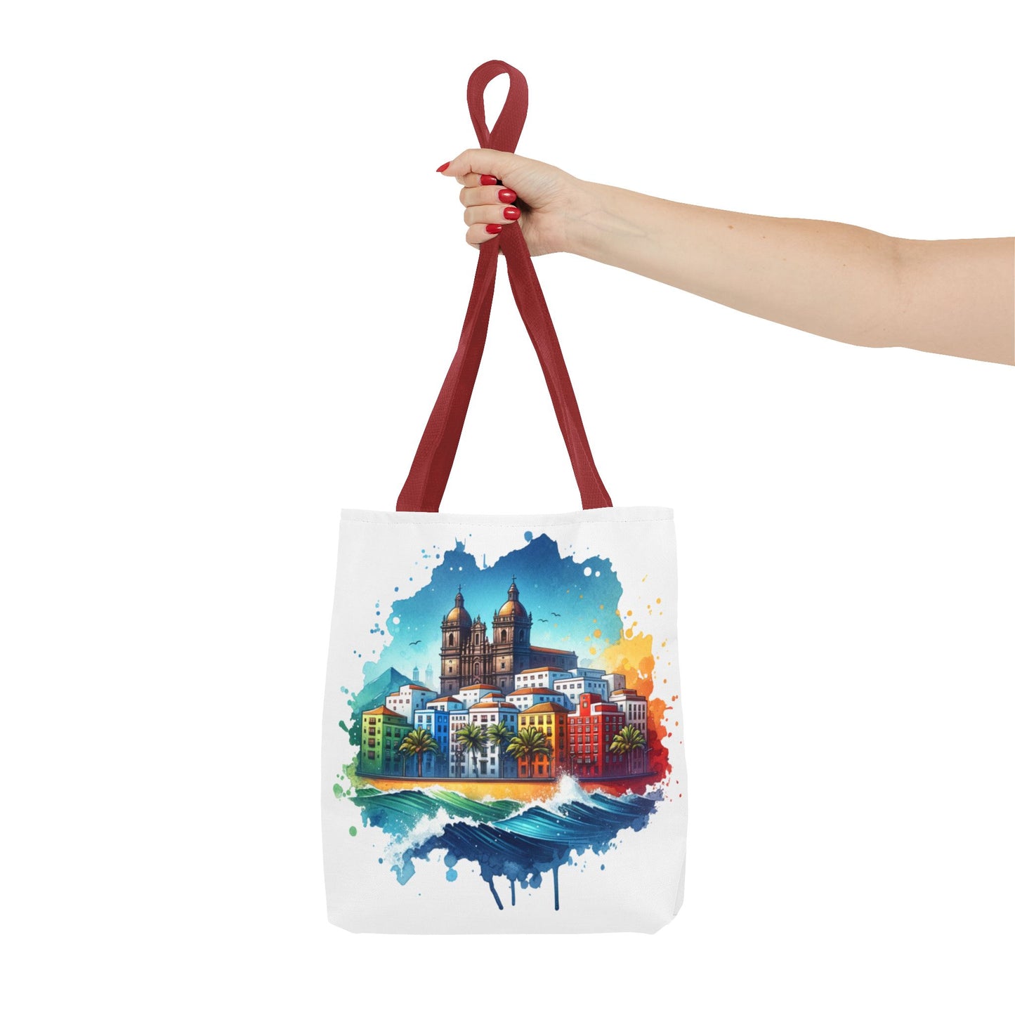 Colorful Coastal City Tote Bag - Vibrant Beach Vibes