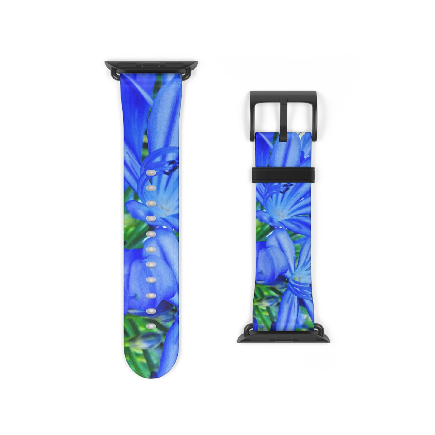 Vibrant Floral Watch Band - Blue Botanical Design for a Stylish Touch