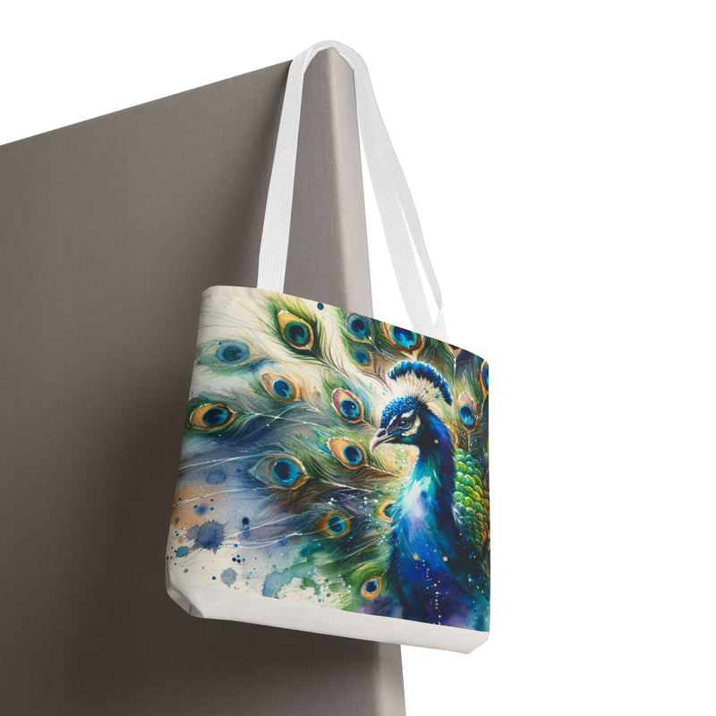 Elegant Peacock Tote Bag - Vibrant Art Carryall for Eco-Friendly Style