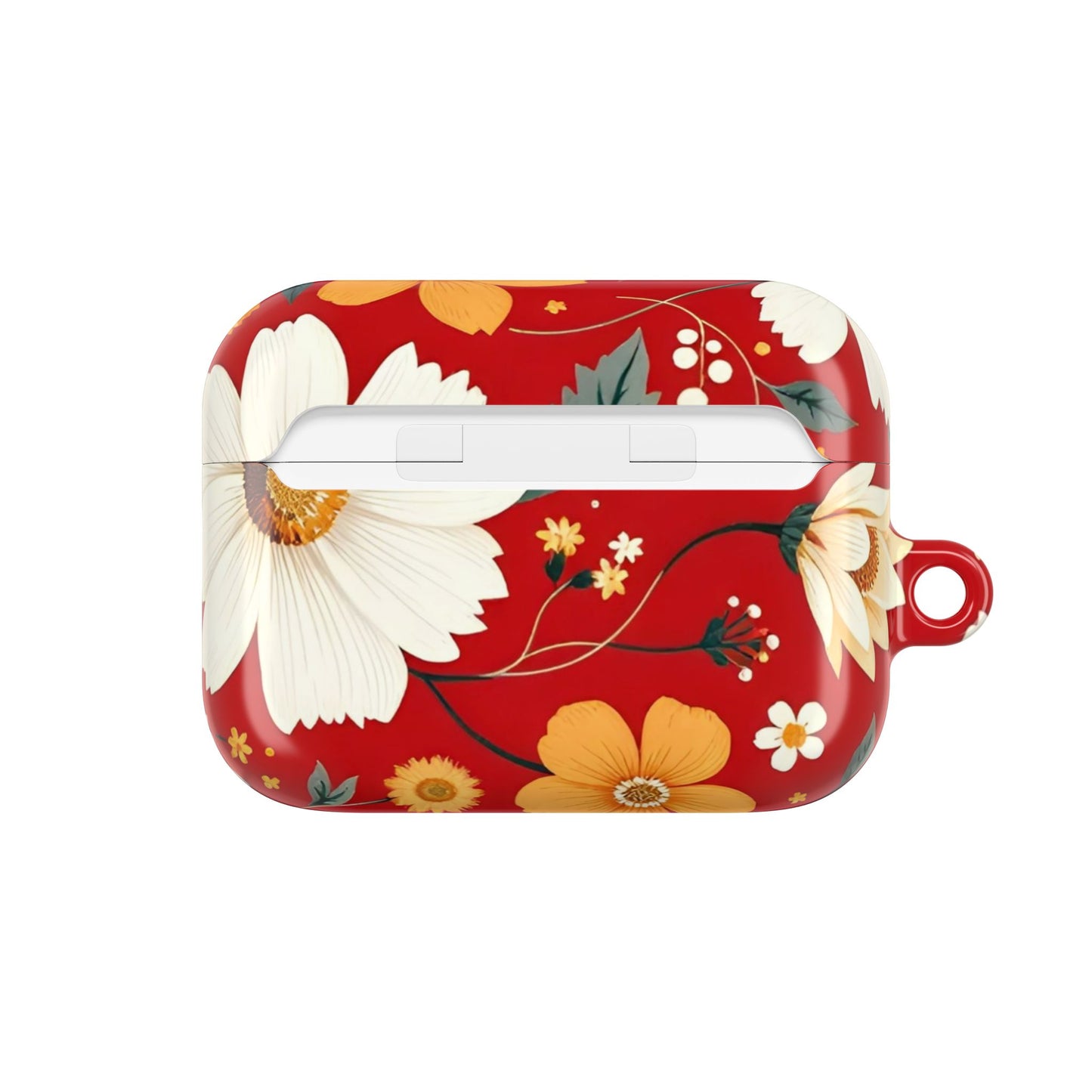 Floral AirPod Case - Vibrant Red Flower Design for Stylish Protection