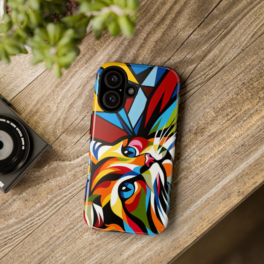 Vibrant Cat Phone Case - Tough Protection with Colorful Art