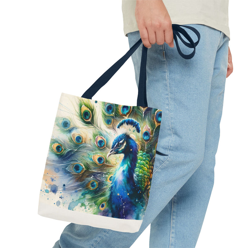 Elegant Peacock Tote Bag - Vibrant Art Carryall for Eco-Friendly Style