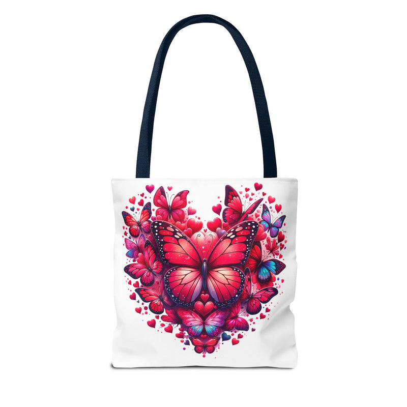 Heart Butterfly Tote Bag - Colorful Floral Design for Nature Lovers