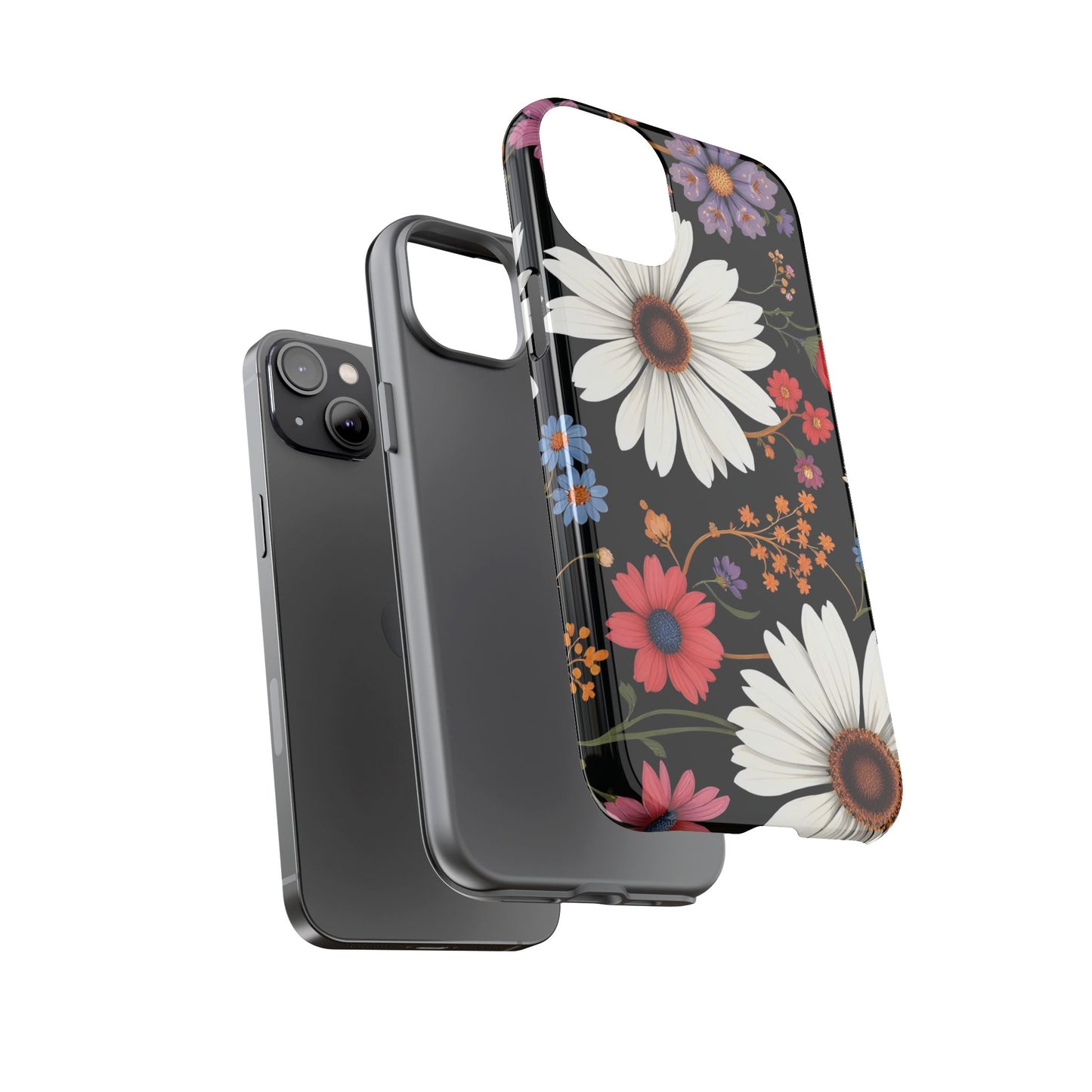 Floral Tough Phone Case - Elegant Daisy Design for Nature Lovers