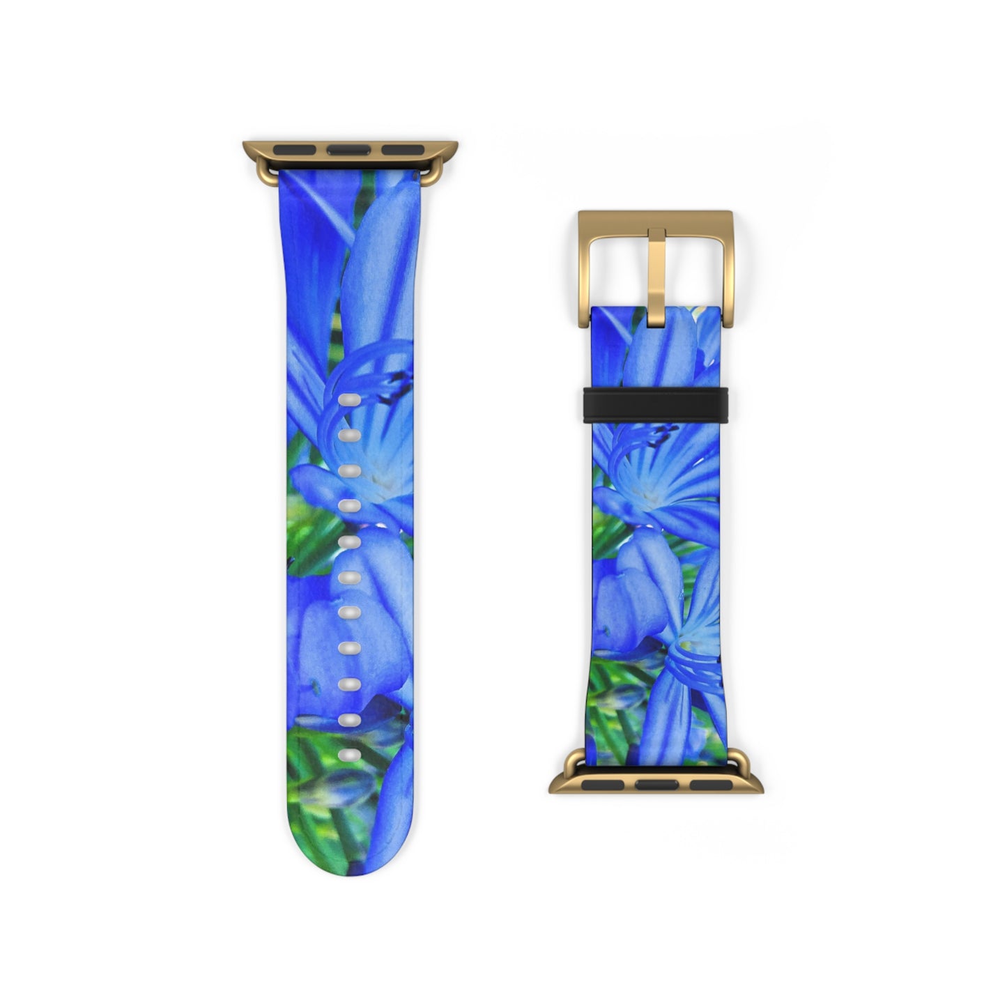 Vibrant Floral Watch Band - Blue Botanical Design for a Stylish Touch