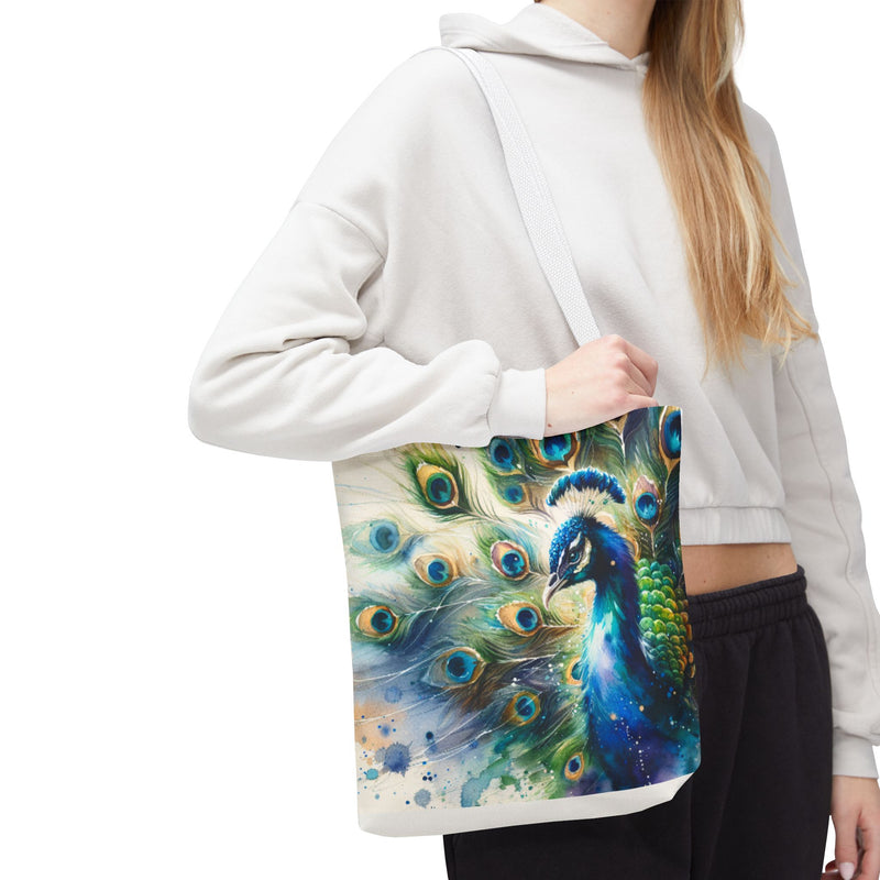 Elegant Peacock Tote Bag - Vibrant Art Carryall for Eco-Friendly Style