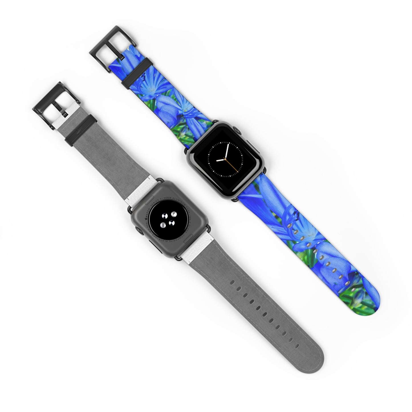 Vibrant Floral Watch Band - Blue Botanical Design for a Stylish Touch