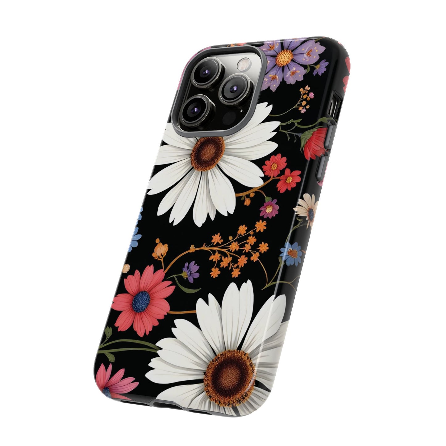 Floral Tough Phone Case - Elegant Daisy Design for Nature Lovers