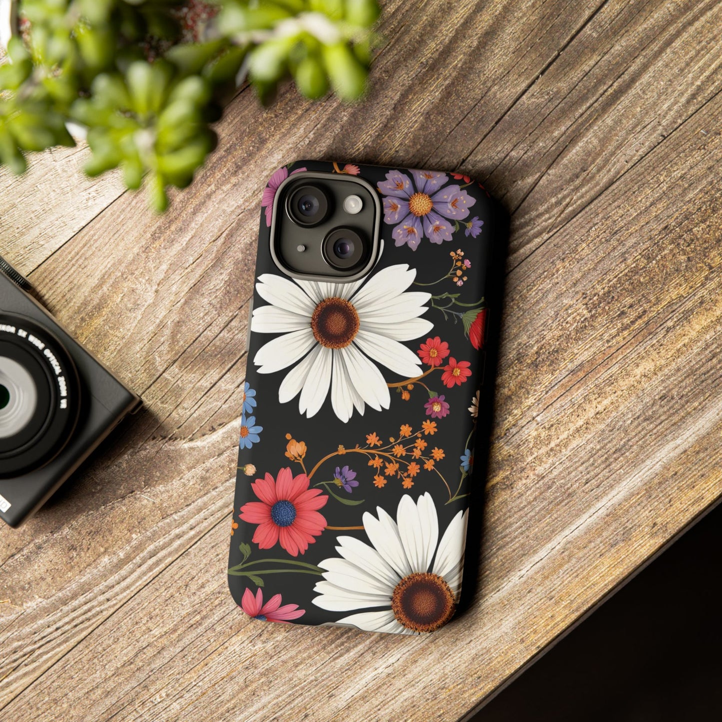 Floral Tough Phone Case - Elegant Daisy Design for Nature Lovers
