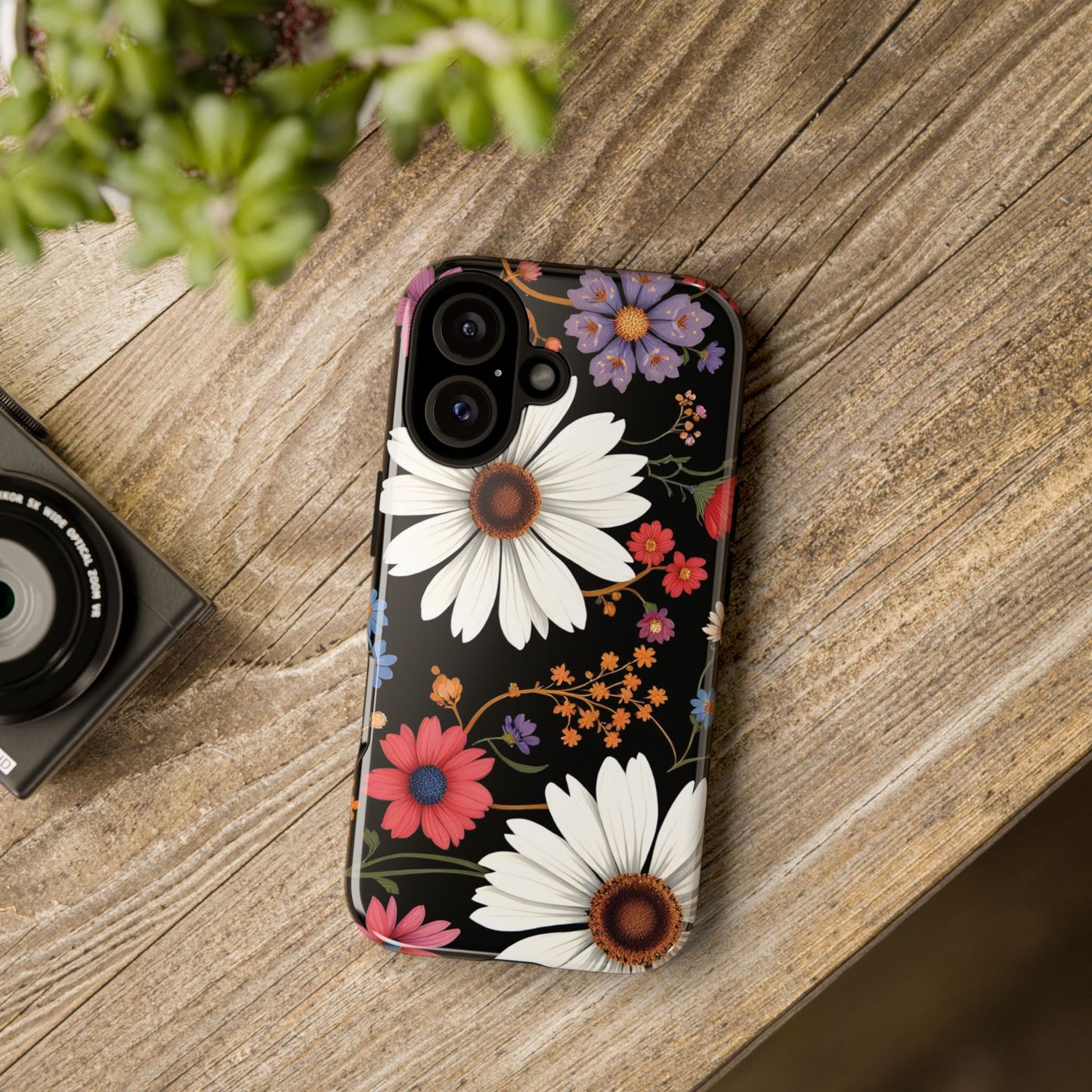 Floral Tough Phone Case - Elegant Daisy Design for Nature Lovers