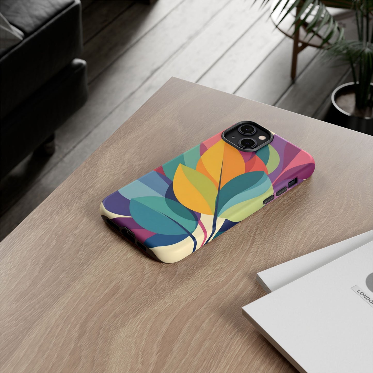 Colorful Leaf Phone Case, Tough TPU Cover, Eco-Friendly Design, Perfect Gift for Nature Lovers, Vibrant Floral Style