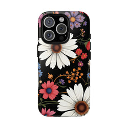 Floral Tough Phone Case - Elegant Daisy Design for Nature Lovers