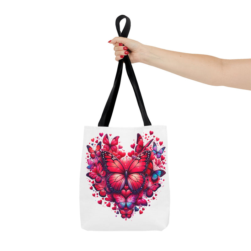 Heart Butterfly Tote Bag - Colorful Floral Design for Nature Lovers