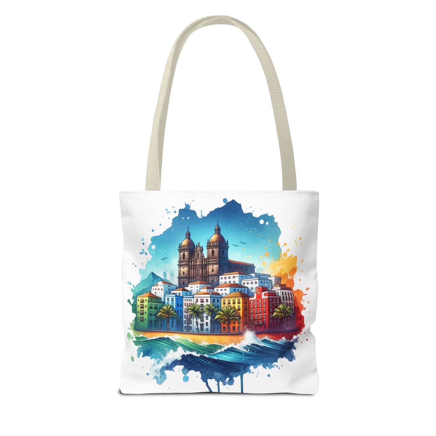 Colorful Coastal City Tote Bag - Vibrant Beach Vibes