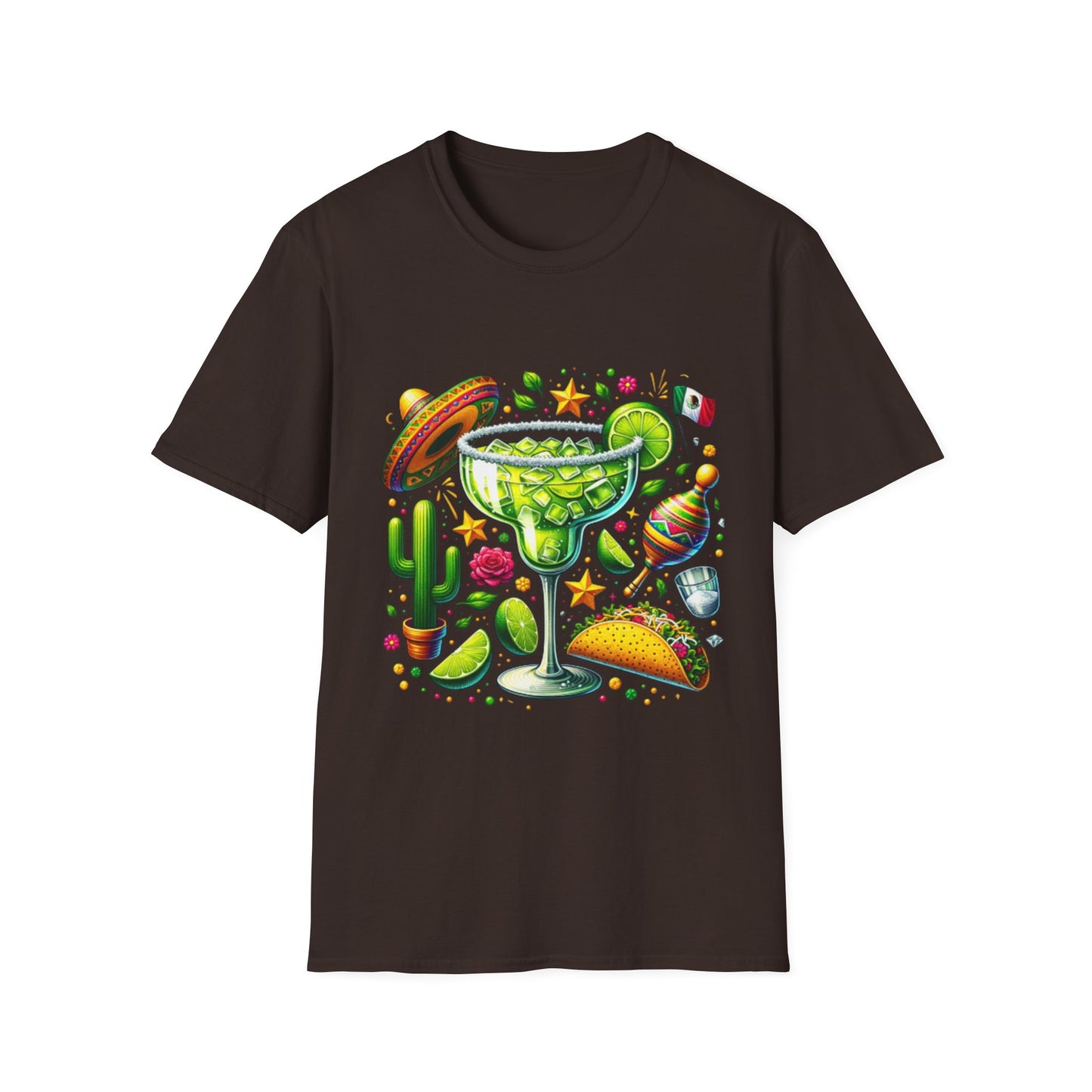 Fiesta Vibes Unisex Softstyle T-Shirt - Colorful Margarita Design