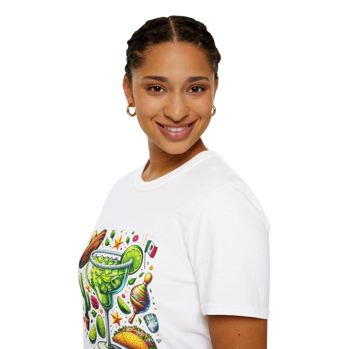 Fiesta Vibes Unisex Softstyle T-Shirt - Colorful Margarita Design
