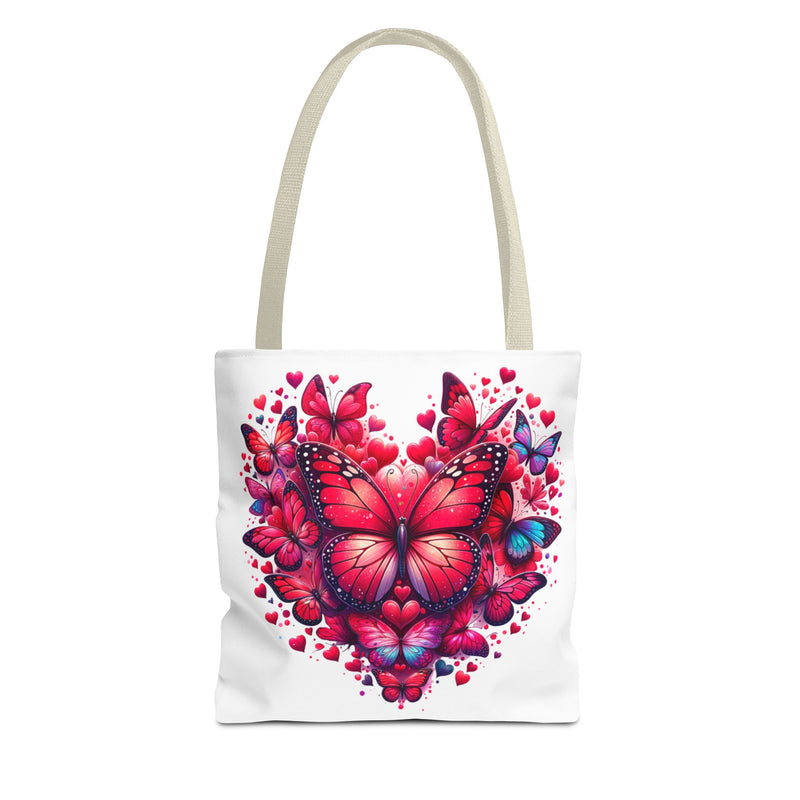 Heart Butterfly Tote Bag - Colorful Floral Design for Nature Lovers