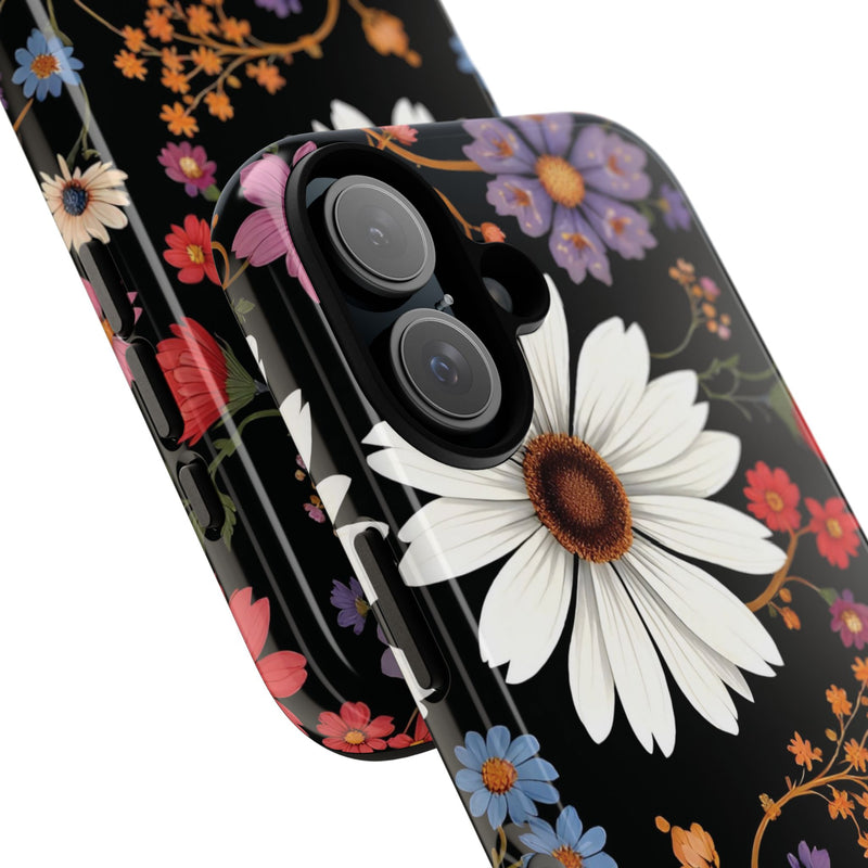 Floral Tough Phone Case - Elegant Daisy Design for Nature Lovers
