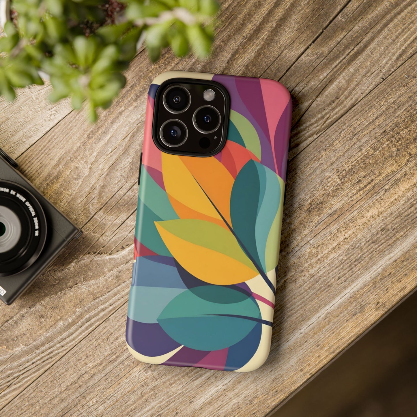 Colorful Leaf Phone Case, Tough TPU Cover, Eco-Friendly Design, Perfect Gift for Nature Lovers, Vibrant Floral Style