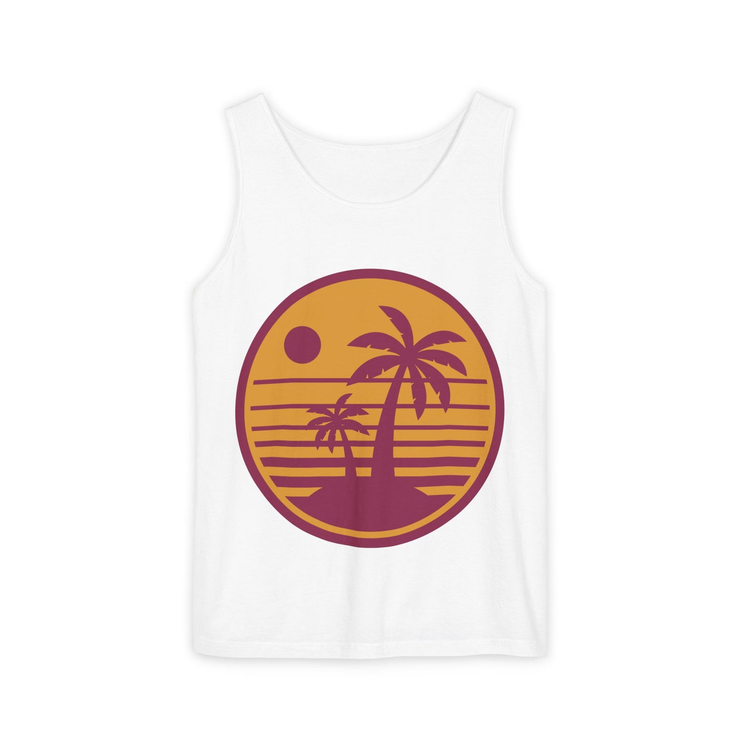 Retro Beach Vibes Tank Top - Unisex Garment-Dyed Sleeveless Tee