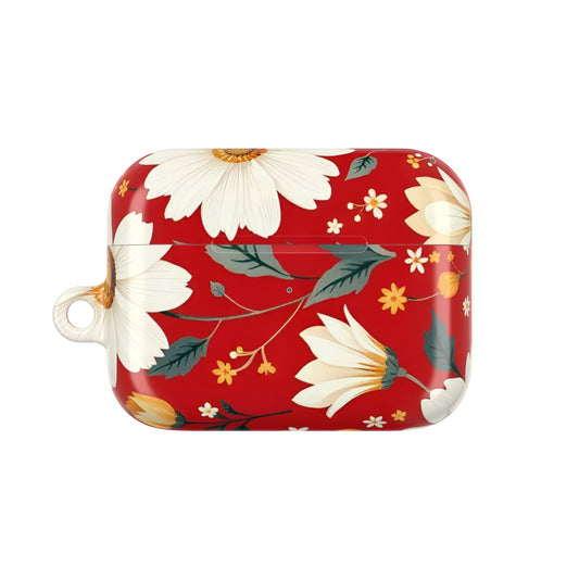 Floral AirPod Case - Vibrant Red Flower Design for Stylish Protection