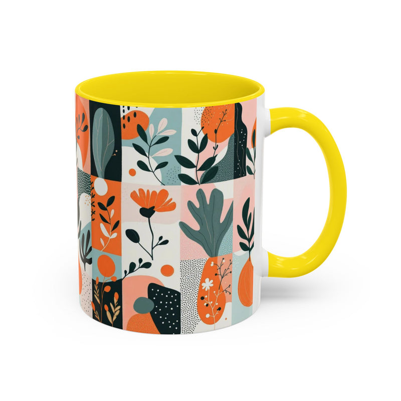 Botanical Accent Coffee Mug - Colorful Floral Design (11, 15oz)