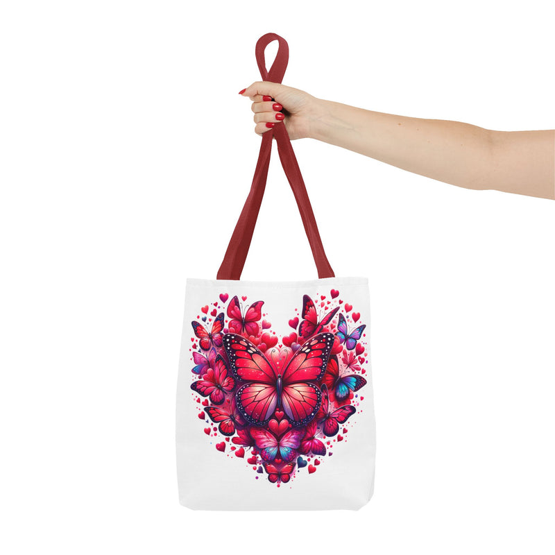 Heart Butterfly Tote Bag - Colorful Floral Design for Nature Lovers