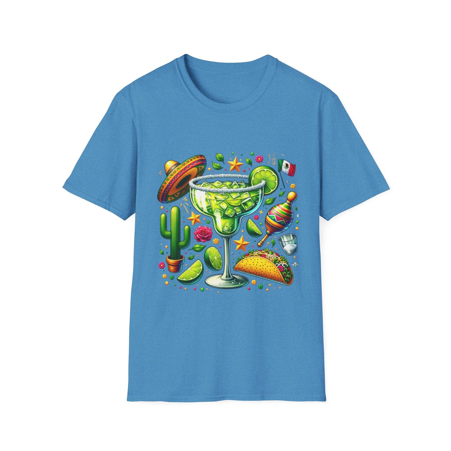 Fiesta Vibes Unisex Softstyle T-Shirt - Colorful Margarita Design