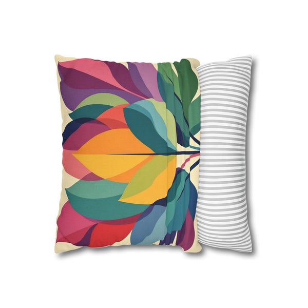 Colorful Floral Square Pillowcase, Decorative Cushion Cover for Home Decor, Cozy Accent for Living Room or Bedroom